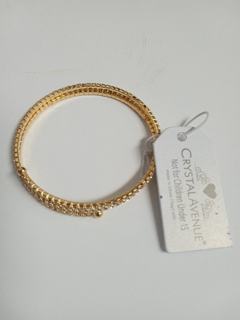 Crystal Avenue Rhinestone Gold Wrap Bracelet | Stackable